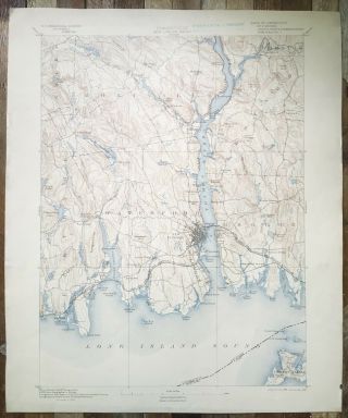 1899 Antique Usgs Topographical Map London,  Connecticut,  Long Island Sound
