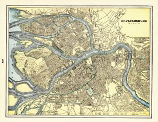 1890 Antique St Petersburg Map Vintage City Map Of St Petersburg Russia 6248