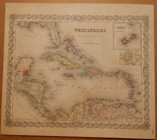 1856 Map West Indies Colton 