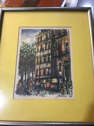 J.  M.  Gallais Signed In Ink Watercolor “out Door Show In The Village” 12x14
