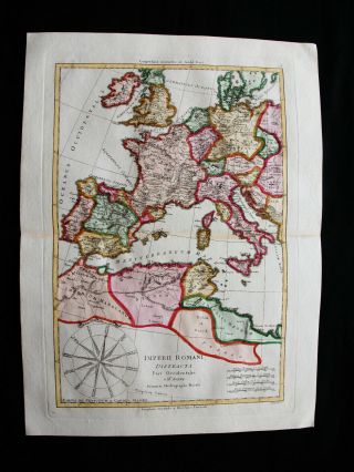 1789 Bonne - Rare Map: Imperii Romani Distracta Pars Occidentalis; Europe,  Italy