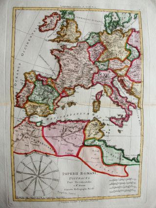 1789 BONNE - rare map: IMPERII ROMANI DISTRACTA Pars Occidentalis; Europe,  Italy 2