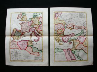 1789 BONNE - rare map: IMPERII ROMANI DISTRACTA Pars Occidentalis; Europe,  Italy 4