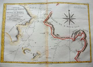 1789 BONNE - rare map: BERING STRAIT,  ALASKA,  CLARK ISLAND,  NORTON SOUND,  ASIA 2