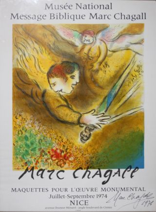 Marc Chagall - French Modernist - Hand Signed Lim.  Ed Mourlot Litho - Angel Of Judgment