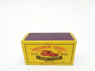 box for 1958 MOKO Lesney Matchbox No.  59 FORD ' SINGER ' VAN - - see photos & more bxs 2