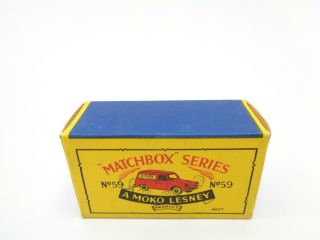 box for 1958 MOKO Lesney Matchbox No.  59 FORD ' SINGER ' VAN - - see photos & more bxs 4