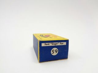 box for 1958 MOKO Lesney Matchbox No.  59 FORD ' SINGER ' VAN - - see photos & more bxs 6