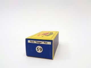 box for 1958 MOKO Lesney Matchbox No.  59 FORD ' SINGER ' VAN - - see photos & more bxs 8