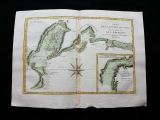 1789 Bonne - Rare Map: Cook River,  Unalaska,  North America,  Zealand,  Oceania