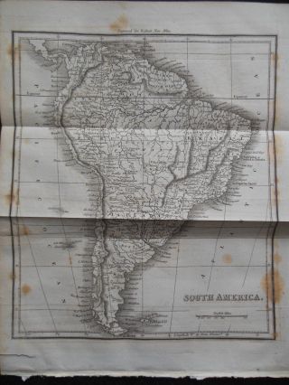 Georgian Map (1822) Of South America (brazil,  Patagonia,  Peru,  Chili,  Guiana)