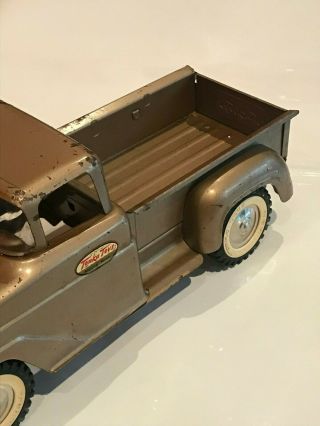 Vintage 1960s Tonka Brown Pickup Truck Trailer Collectible RARE 4