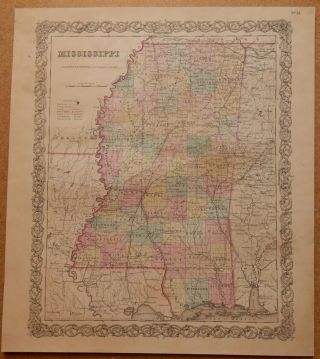 1856 Map Mississippi Colton 