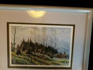 Roy Kerswill Headin Fer The Green Signed Framed Art Work Western Horses Picture