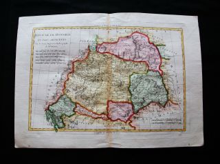 1789 Bonne - Rare Map: Hungary,  Romania,  Transylvania,  Slavonia Croatia Budapest