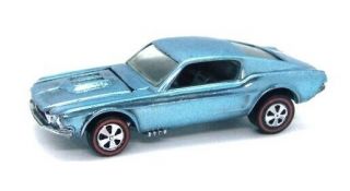 1968 Hot Wheels Redline Custom Mustang Spectraflame Ice Blue Light Blue Dark Int