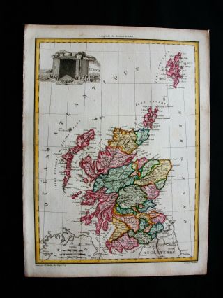 1810 Lapie - Rare Map Of British Isles,  Scotland,  Uk,  Glasgow,  Edinburgh,  Perth