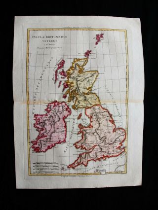 1789 Bonne - Rare Map Of Insulae Britannicae,  United Kingdom,  Uk,  British Isles