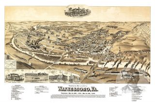 Old Map of Waynesboro,  VA from 1891 - Vintage Virginia Art,  Historic Decor 2