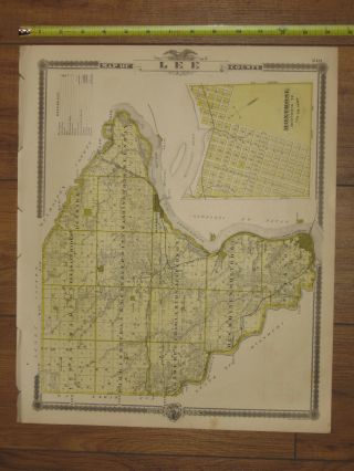 1875 Atlas - Lee County,  Iowa Map - Keokuk Fort Madison Montrose Antique