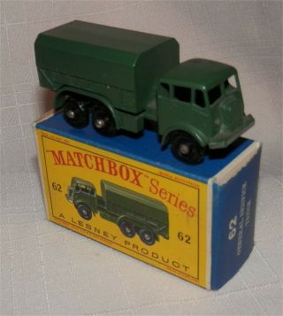 1960s.  Matchbox.  Lesney.  62 General Service Lorry Truck Army.  In D Box.