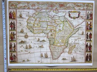 Historic Old Antique Vintage Vignette Blaeu Map Of Africa 1617 1600 