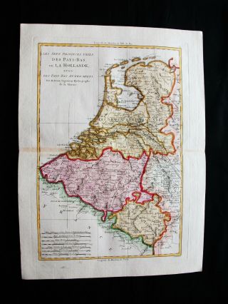 1789 Bonne - Rare Map Of Holland,  Netherlands,  Belgium,  Luxembourg,  Belgique.