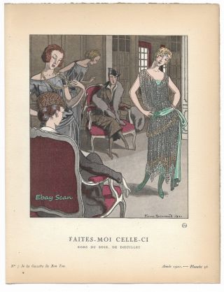 Gazette du Bon Ton Pochoir Fautes - Moi Celle - Ci 1921 Art Deco Brissaud 2