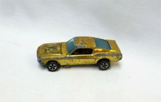Hot Wheels Redline Custom Mustang Gold Ohs Hong Kong Painted Tail Deep Dish Mags