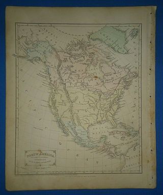 Vintage 1856 North America Map Old Antique Atlas Map