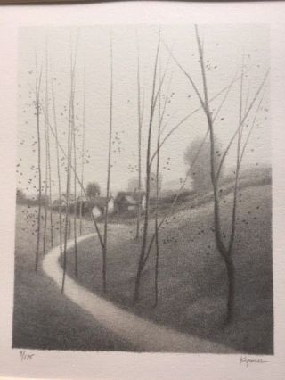 Robert Kipniss Ny Realist Artist Hand Signed Ltd Ed Lithograph Landscape Houses