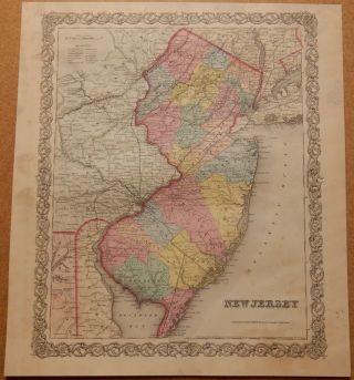 1856 Map Jersey Colton 