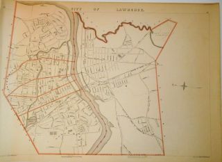 1891 Map City Of Lawrence Merrimack Mass Ma Old Massachusetts Vintage