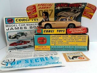 Vintage 1965 Corgi Toys James Bond 007 Complete W/ Box Made Gt.  Britain