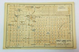 1893 Wagner Debes Salt Lake City Utah Antique Map Leipzig Germany Color
