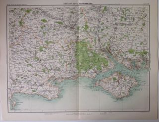 Southampton Isle Of Wight Antique Map C1898 Bartholomew Atlas Of England & Wales