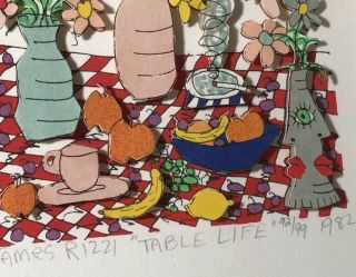 JAMES RIZZI (American,  1950 - 2011).  TABLE LIFE,  signed,  titled 3