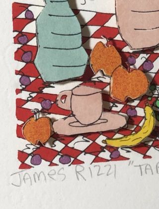 JAMES RIZZI (American,  1950 - 2011).  TABLE LIFE,  signed,  titled 5