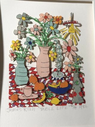JAMES RIZZI (American,  1950 - 2011).  TABLE LIFE,  signed,  titled 6