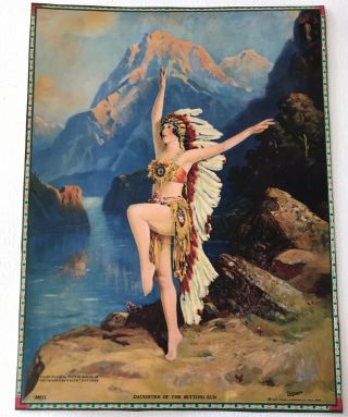 Vintage R Atkinson Fox Print Indian Maiden Daughter Of The Setting Sun 1927