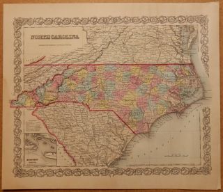1856 Map North Carolina Colton 