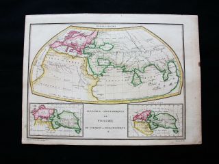 1810 Lapie - The Geographical System Of Ptolemy,  Of Strabonis,  Rare World Map.