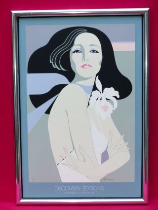 Dick Ellescas Signed Large Limited Edition Silkscreen Ivy With Orchid Woman Lady