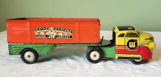 Wyandotte Toys GMC Shark - Nose Cab PICKWAY PROJECTS SIDE DUMP TT TRUCK 40 ' s 5