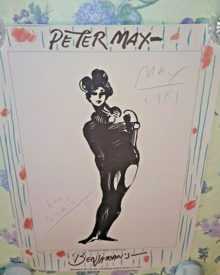 Peter Max Signed Autographed Dated " The Mime " Print - 1981 Vg Cond.
