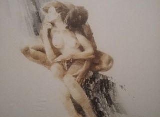Rare Charles Billich - Two Nude Lovers - Lithograph Art Print - Listed Artist