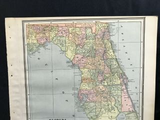 1887 - Map of Florida - Cram ' s Unrivaled Atlas - 2