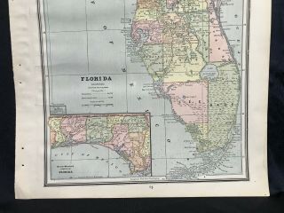 1887 - Map of Florida - Cram ' s Unrivaled Atlas - 3