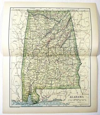 1895 Map Of Alabama By Dodd Mead & Company