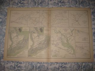 Antique 1891 James Island Secessionville Charleston South Carolina Civil War Map